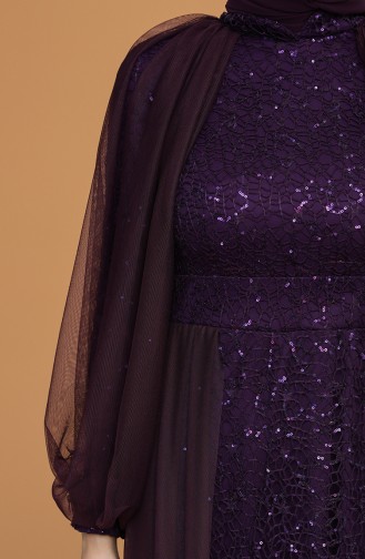 Purple Hijab Evening Dress 5519-08