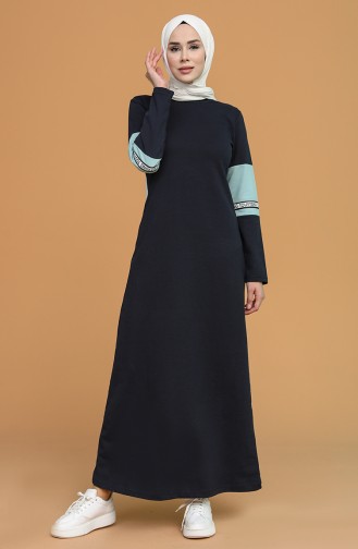 Navy Blue Hijab Dress 50102-02