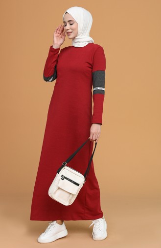 Claret Red Hijab Dress 50102-06