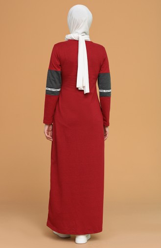 Claret Red Hijab Dress 50102-06