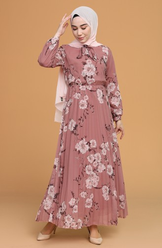 فستان زهري باهت 6356-02