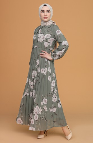 Khaki Hijab Dress 6356-05