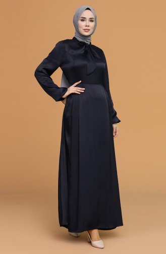 Dark Navy Blue Hijab Dress 1633-05