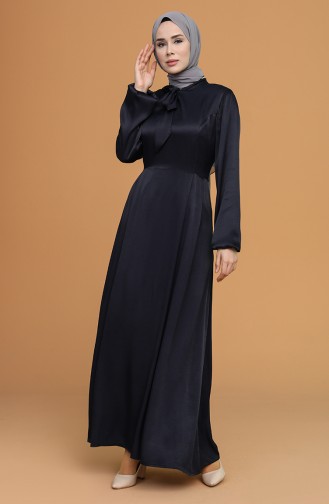 Dunkelblau Hijab Kleider 1633-05