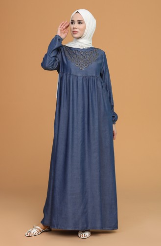 Dunkelblau Hijab Kleider 9300-01