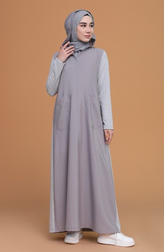 Grau Hijab Kleider 3281-03