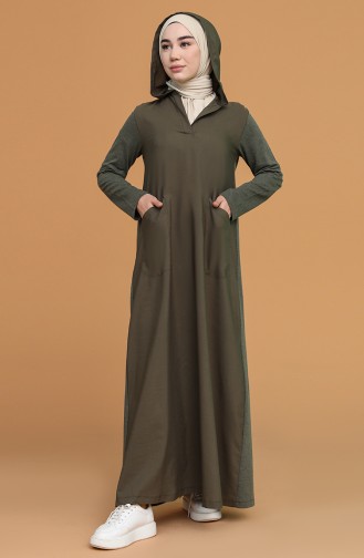 Khaki Hijab Kleider 3281-06