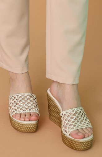 Beige Summer slippers 300D-01