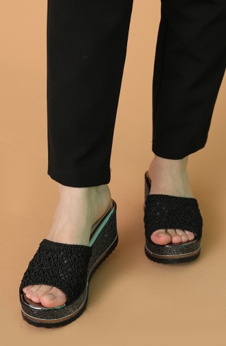 Black Summer Slippers 500SD-02