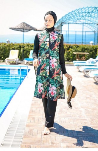 Schwarz Hijab Badeanzug 64