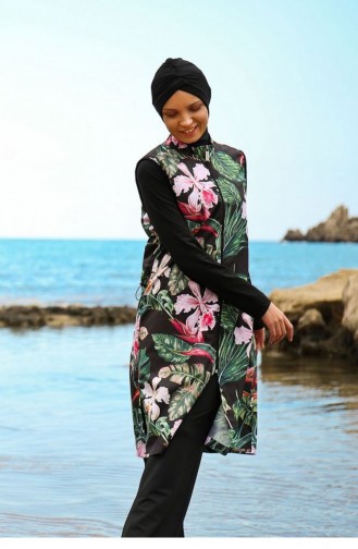 Schwarz Hijab Badeanzug 64