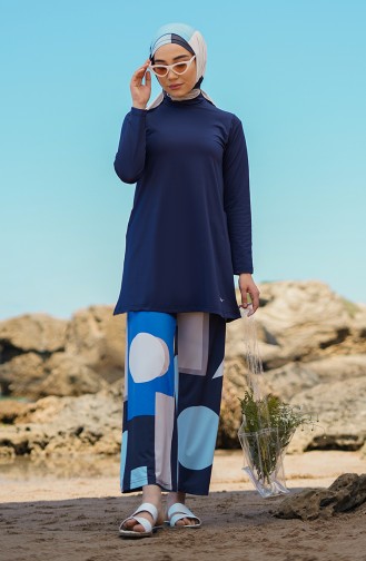 Dunkelblau Hijab Badeanzug 21628-01