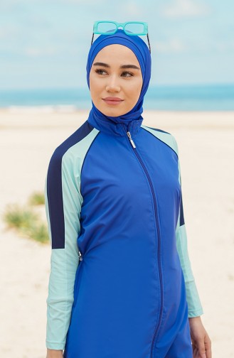 Saks-Blau Hijab Badeanzug 21407-03