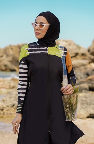 Schwarz Hijab Badeanzug 21402-03