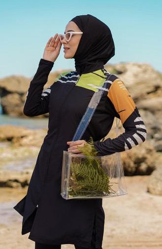 Schwarz Hijab Badeanzug 21402-03