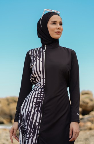 Schwarz Hijab Badeanzug 21404-01