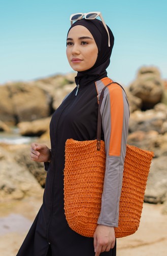 Schwarz Hijab Badeanzug 21407-01
