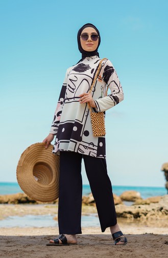 Schwarz Hijab Badeanzug 21601-01