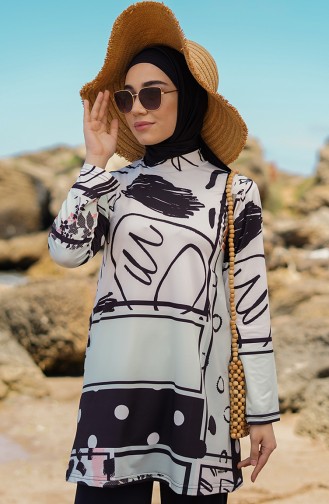 Schwarz Hijab Badeanzug 21601-01