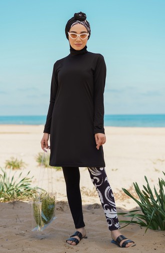Schwarz Hijab Badeanzug 21608-01