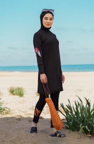Schwarz Hijab Badeanzug 21612-01
