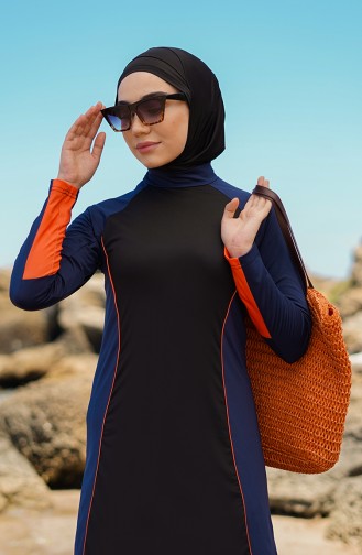 Schwarz Hijab Badeanzug 21615-02