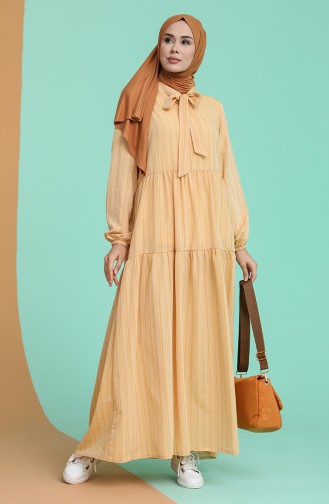 Mustard Hijab Dress 1594A-01
