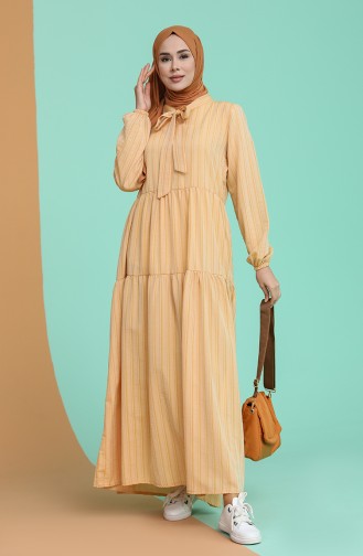 Mustard Hijab Dress 1594A-01