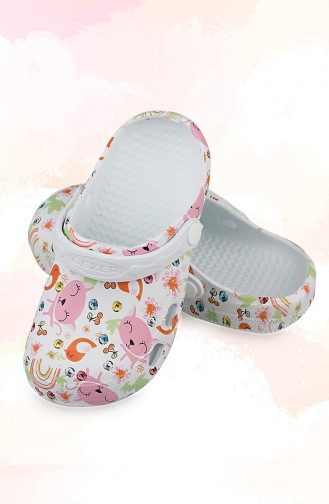 White Kid s Slippers & Sandals 001-03