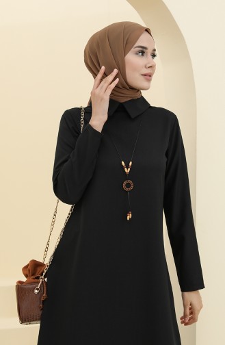 Gömlek Yaka Elbise 5010-03 Siyah