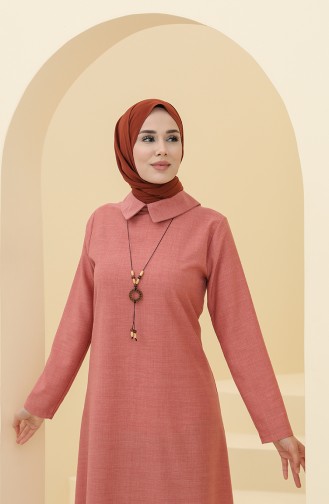 Beige-Rose Hijab Kleider 5010-05