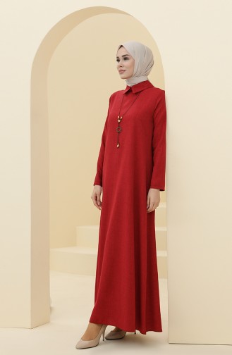 Claret Red Hijab Dress 5010-06