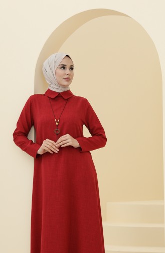 Claret Red Hijab Dress 5010-06