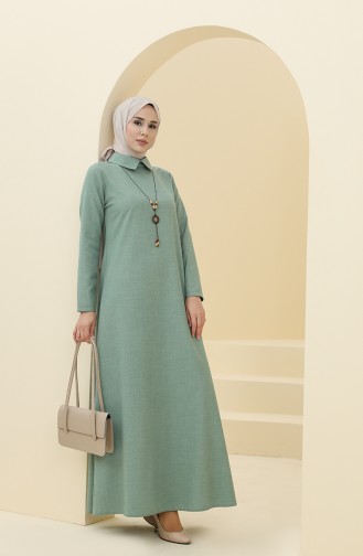 Unreife Mandelgrün Hijab Kleider 5010-08