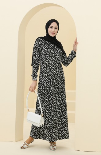 Schwarz Hijab Kleider 8899-01