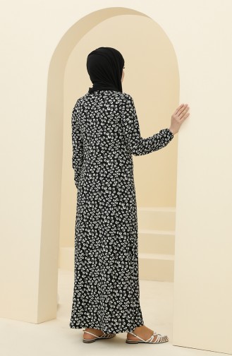 Schwarz Hijab Kleider 8899-01