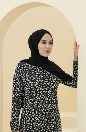 Schwarz Hijab Kleider 8899-01