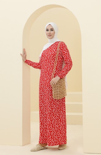 Claret Red Hijab Dress 8899-02