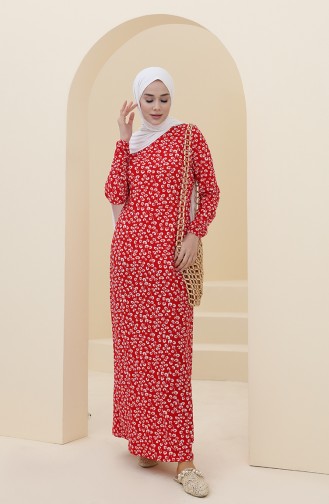 Claret Red Hijab Dress 8899-02