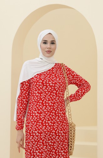 Claret Red Hijab Dress 8899-02