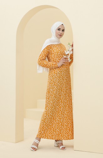 Mustard Hijab Dress 8899-03