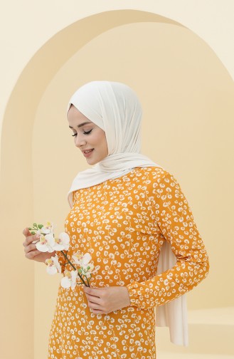 Mustard Hijab Dress 8899-03