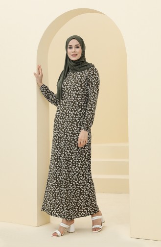 Khaki Hijab Dress 8899-05