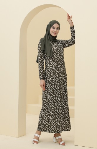 Khaki Hijab Dress 8899-05