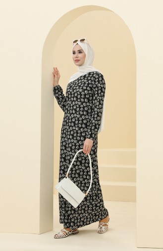 Schwarz Hijab Kleider 8900-01