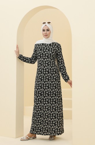 Schwarz Hijab Kleider 8900-01