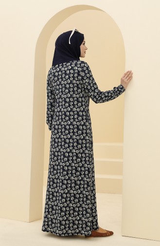 Navy Blue Hijab Dress 8900-03