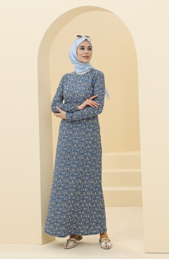 Indigo Hijab Dress 8900-04