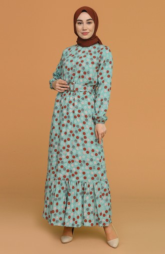 Mint Green Hijab Dress 2192-02
