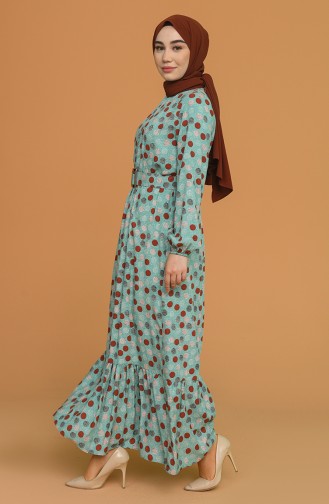 Mint Green Hijab Dress 2192-02